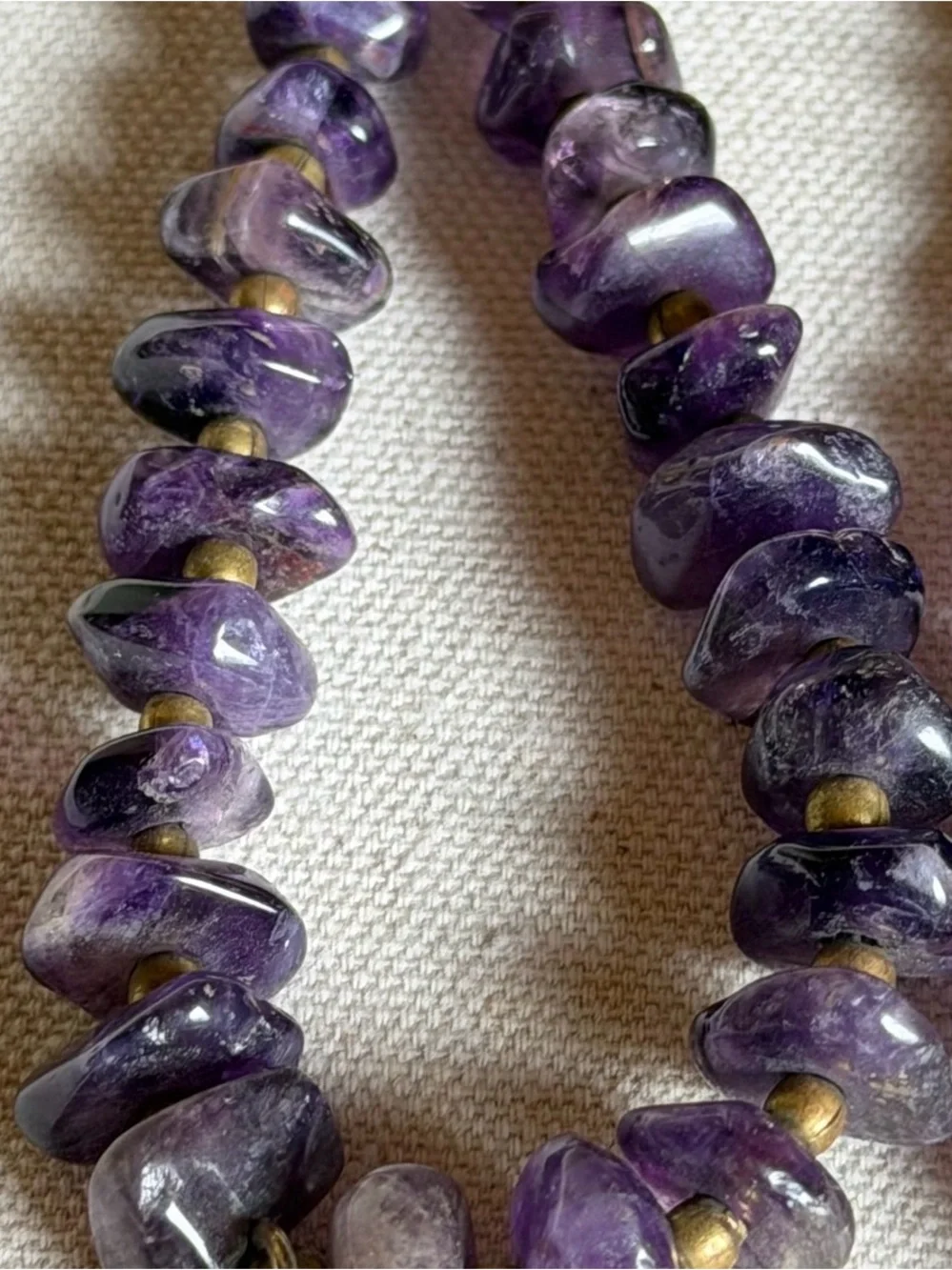 Purple Vintage Cloisonné Butterfly Round Pendant Amethyst Bead Necklace